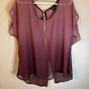 Sheer chiffon short sleeve blouse, Torrid size 2X purple hombre